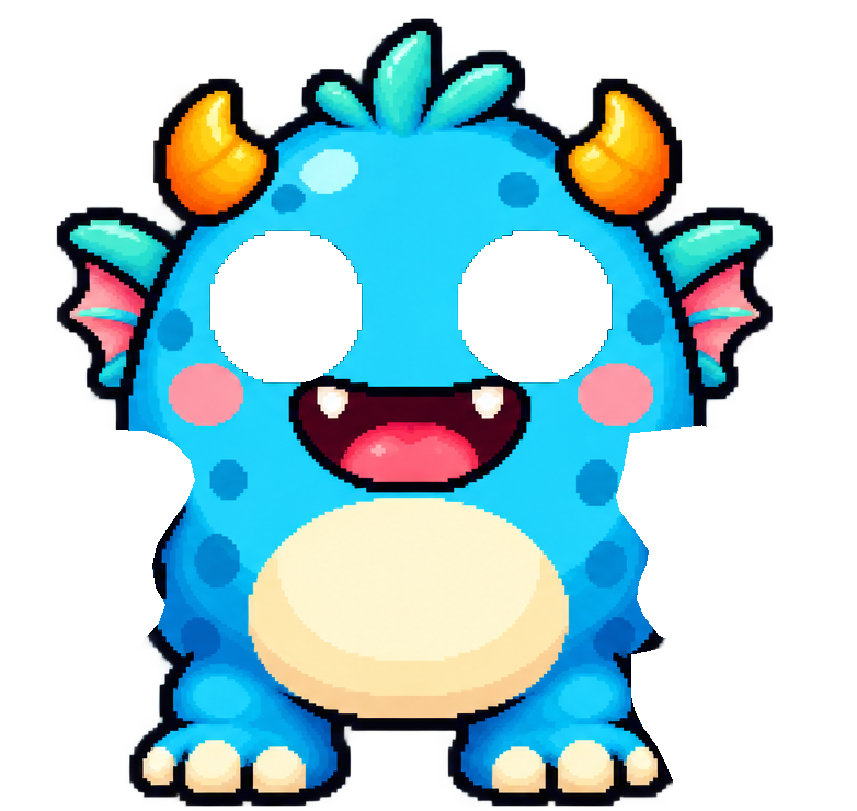 Blue monster with missing eyes, arms and tail